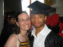 Ms. Ervin takes a picture with Lionel