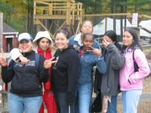 The girls gather for a photo