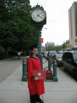 In front of the BU clock