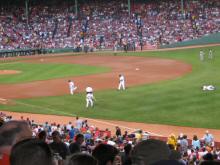 The Red Sox warm-up